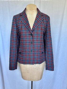 Classic Blue and Pink Plaid Blazer